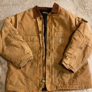 Carhartt Tan Field Jacket with Brown Collar